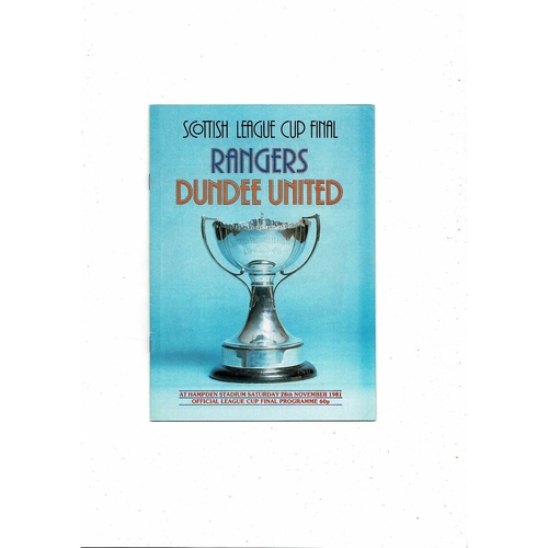 1981 Rangers v Dundee United Scottish League Cup Final Football Programme