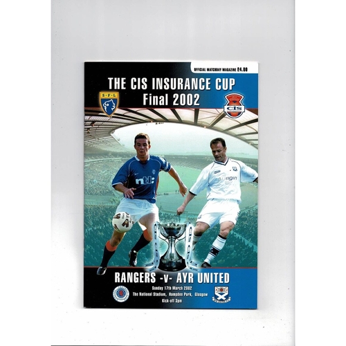 2002 Rangers v Ayr United Scottish League Cup Final Football Programme