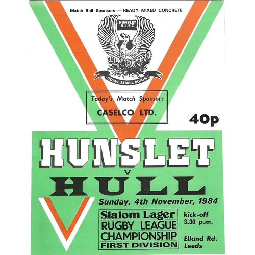 1984/85 Hunslet v Hull Rugby League programme