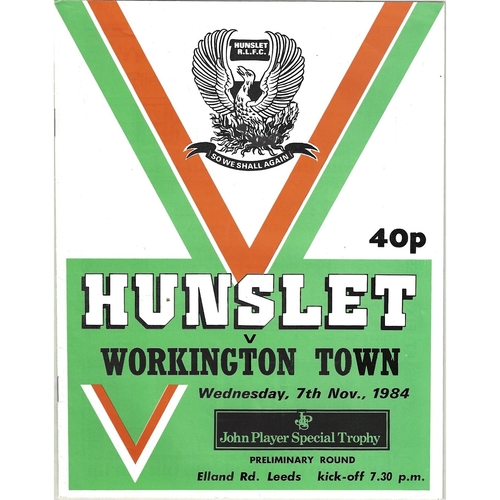 1984/85 Hunslet v Workington Town John Player Special Trophy Preliminary Round Rugby League programme