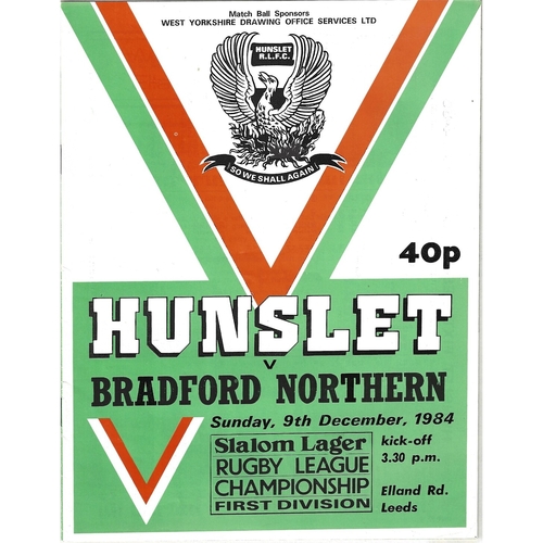 1984/85 Hunslet v Bradford Northern Rugby League programme