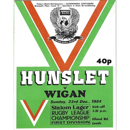 1984/85 Hunslet v Wigan Rugby League programme
