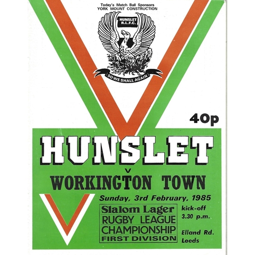 1984/85 Hunslet v Workington Town Rugby League programme
