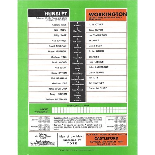 1984/85 Hunslet v Workington Town Rugby League programme