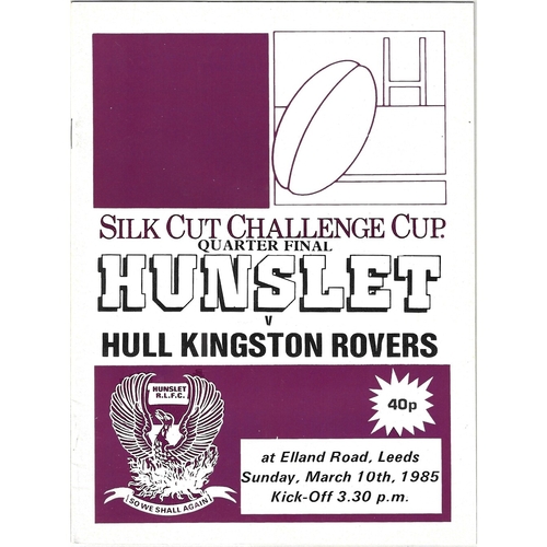 1984/85 Hunslet v Hull Kingston Rovers Rugby League Challenge Cup Quarter Final programme