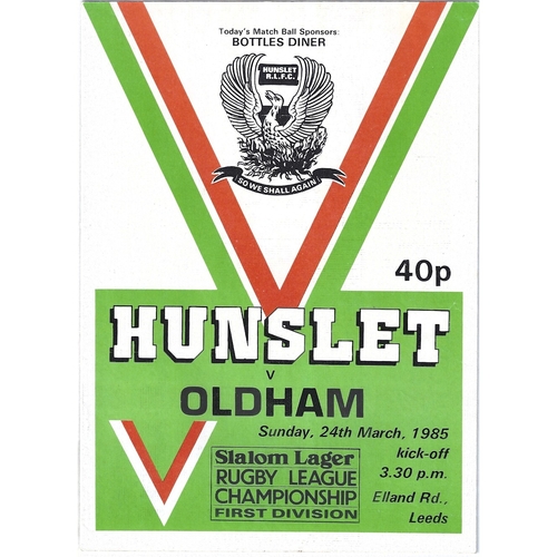 1984/85 Hunslet v Oldham Rugby League programme