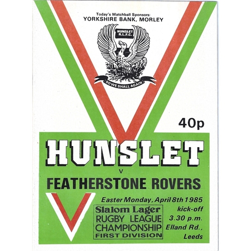 1984/85 Hunslet v Featherstone Rovers Rugby League programme