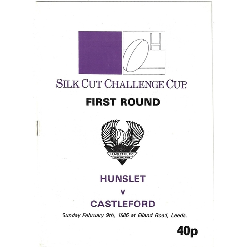 1985/86 Hunslet v Castleford Rugby League Challenge Cup 1st Round programme