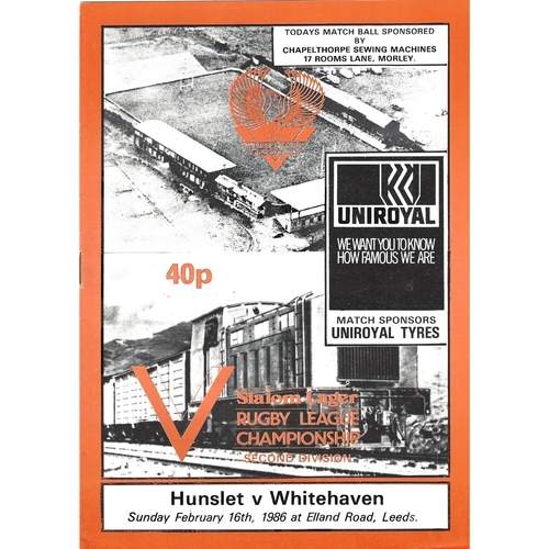 1985/86 Hunslet v Whitehaven Rugby League programme