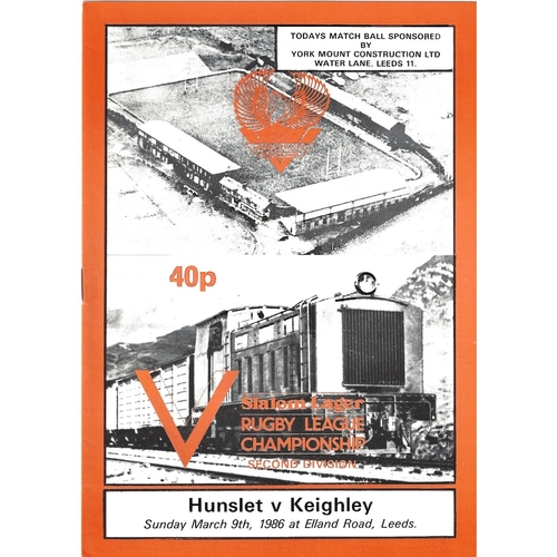 1985/86 Hunslet v Keighley Rugby League programme