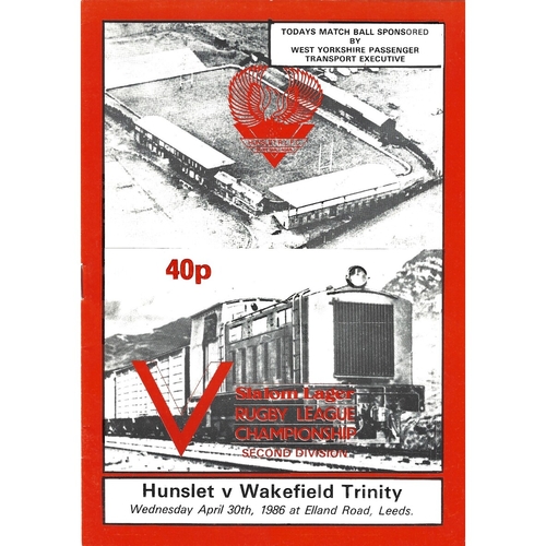 1985/86 Hunslet v Wakefield Trinity Rugby League programme