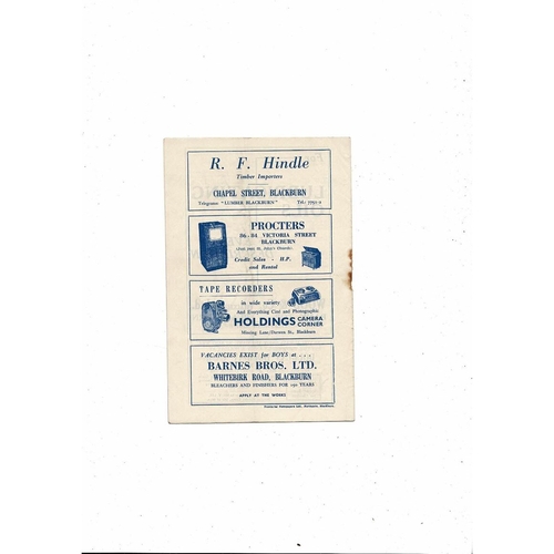 1957/58 Blackburn Rovers v Stoke City Football Programme