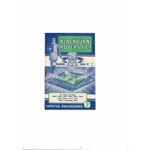 1958/59 Blackburn Rovers v Burnley Football Programme