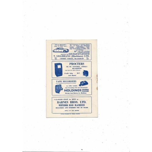 1958/59 Blackburn Rovers v Burnley Football Programme