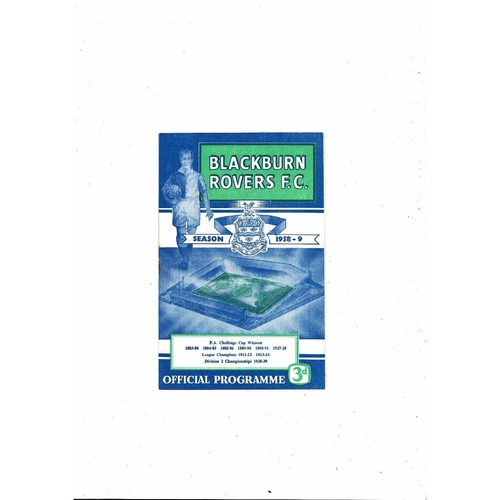 1958/59 Blackburn Rovers v West Bromwich Albion Football Programme