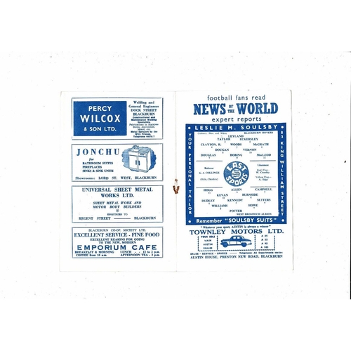 1958/59 Blackburn Rovers v West Bromwich Albion Football Programme