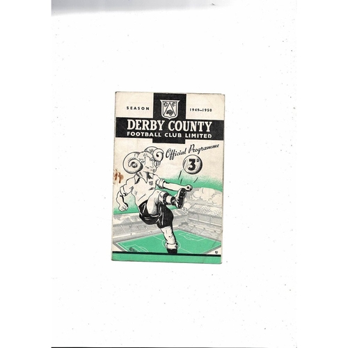 1949/50 Derby County v Aston Villa Football Programme
