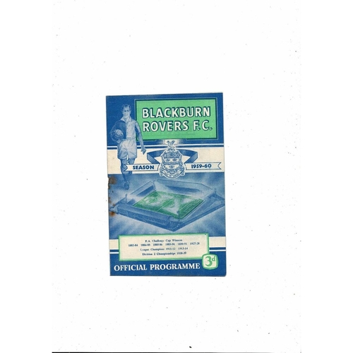 1959/60 Blackburn Rovers v Fulham Football Programme
