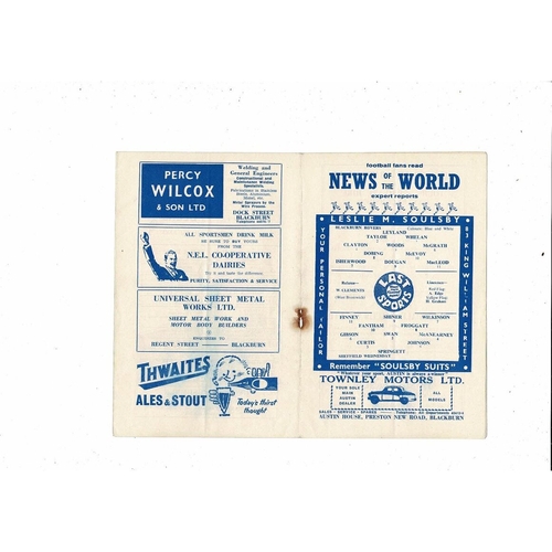 1959/60 Blackburn Rovers v Sheffield Wednesday Football Programme