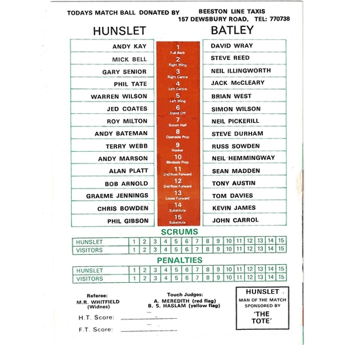 1986/87 Hunslet v Batley Rugby League programme