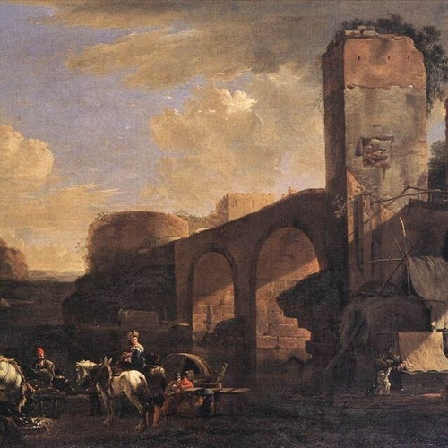 Italianate Landscape with a River and an Arched Bridge