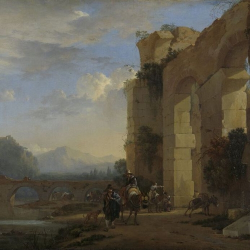 Muleteers beside an Italian Ruin