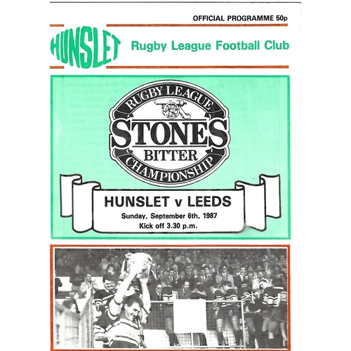 1987/88 Hunslet v Leeds Rugby League programme