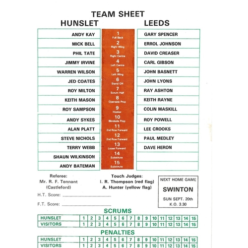 1987/88 Hunslet v Leeds Rugby League programme