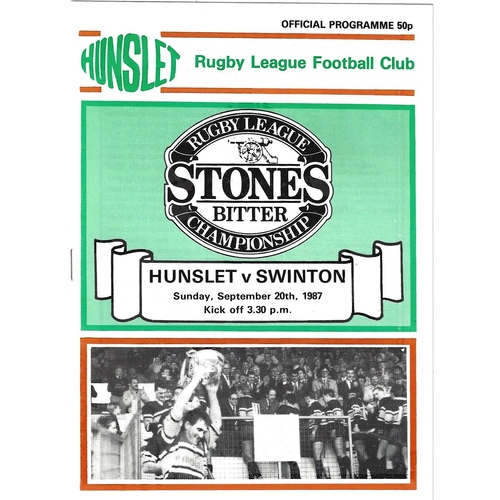 1987/88 Hunslet v Swinton Rugby League programme