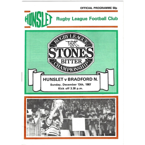 1987/88 Hunslet v Bradford Northern Rugby League programme