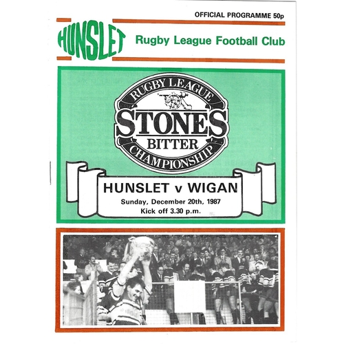 1987/88 Hunslet v Wigan Rugby League programme