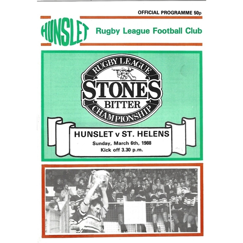 1987/88 Hunslet v St. Helens Rugby League programme