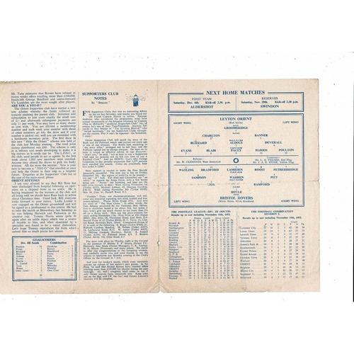 1952/53 Leyton Orient v Bristol Rovers FA Cup Football Programme