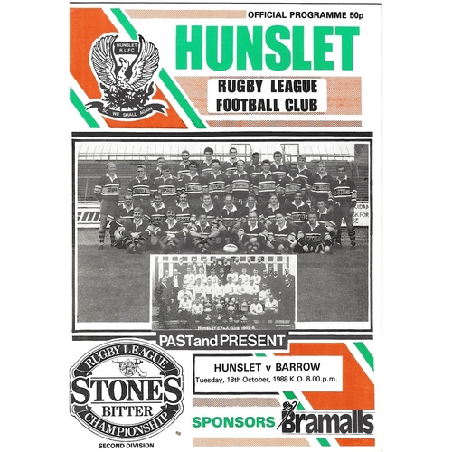 1988/89 Hunslet v Barrow Rugby League programme
