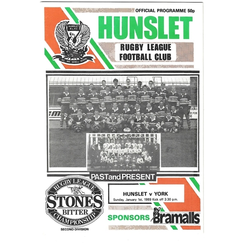 1988/89 Hunslet v York Rugby League programme