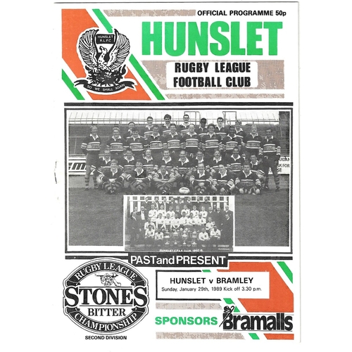 1988/89 Hunslet v Bramley Rugby League programme