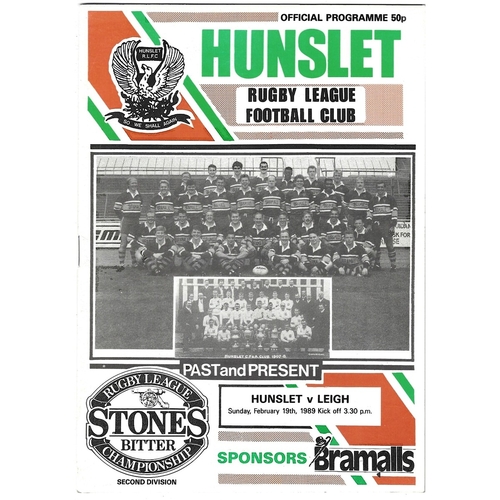 1988/89 Hunslet v Leigh Rugby League programme