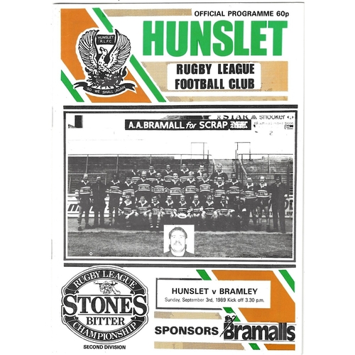 1989/90 Hunslet v Bramley Rugby League programme