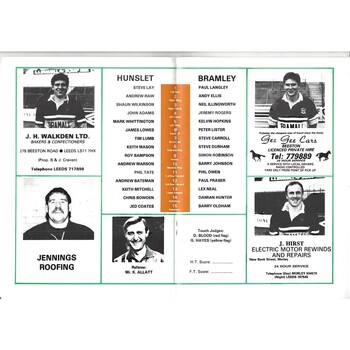 1989/90 Hunslet v Bramley Rugby League programme