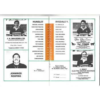 1989/90 Hunslet v Ryedale York Rugby League programme