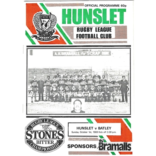 1989/90 Hunslet v Batley Rugby League programme