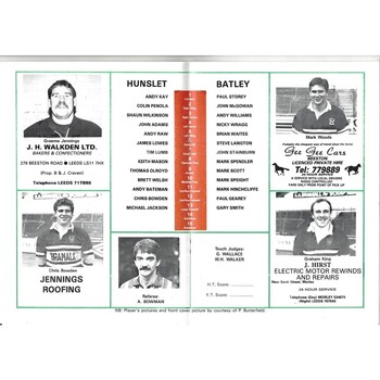 1989/90 Hunslet v Batley Rugby League programme