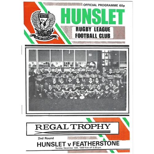 1989/90 Hunslet v Featherstone Rovers 2nd Round Rugby League programme