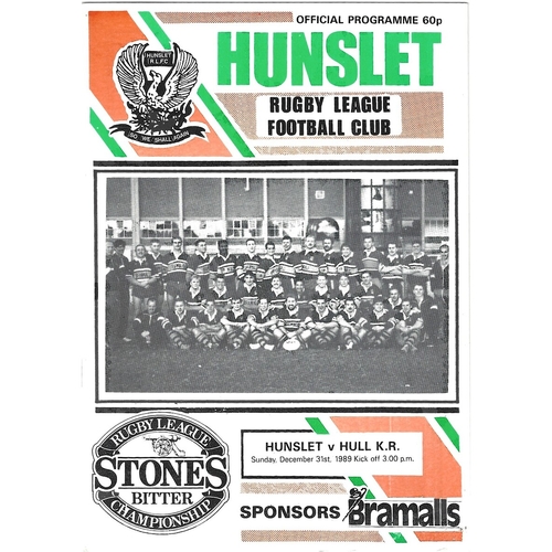 1989/90 Hunslet v Hull Kingston Rovers Rugby League programme