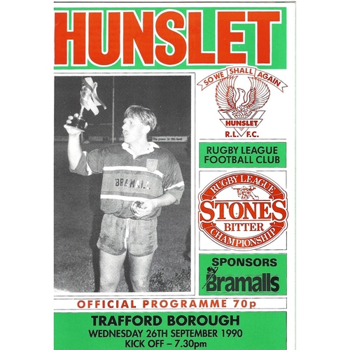 1990/91 Hunslet v Trafford Borough Rugby League programme