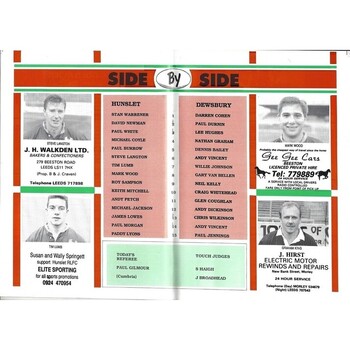 1990/91 Hunslet v Dewsbury Rugby League programme