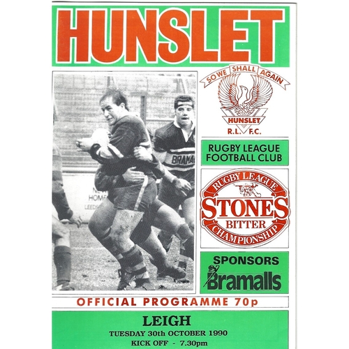 1990/91 Hunslet v Leigh Rugby League programme