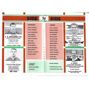 1990/91 Hunslet v Leigh Rugby League programme