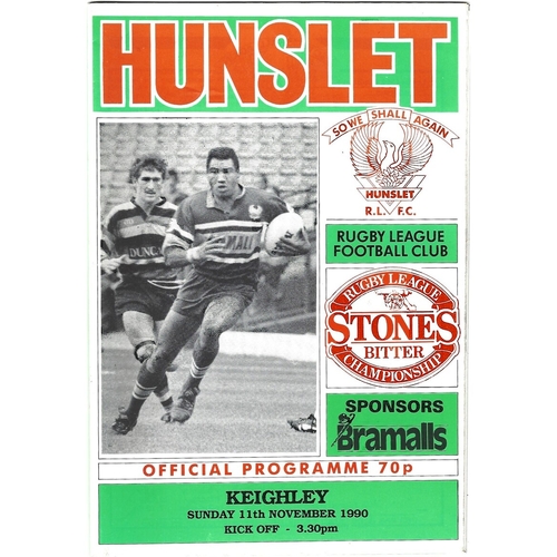 1990/91 Hunslet v Keighley Rugby League programme