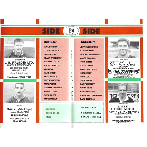 1990/91 Hunslet v Keighley Rugby League programme